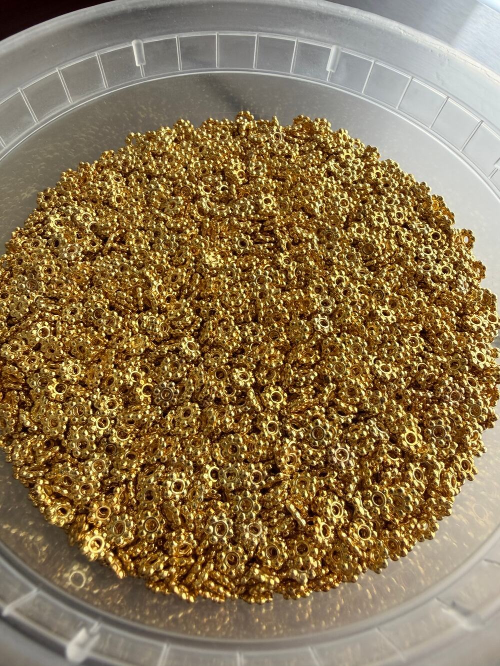 Small Tub, thousands of 4mm Gold Plated Daisy Spacer Beads